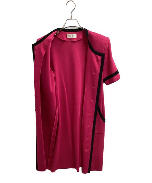 Yves Saint Laurent（イヴサンローラン）Yves Saint Laurent (イヴサンローラン) パイピングニットワンピース ピンク サイズ:Mの古着・服飾アイテム
