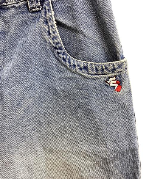 Snakeyes（スネークアイ）Snakeyes (スネークアイ) ロゴ刺繍バギーデニムショーツ ブルー サイズ:34の古着・服飾アイテム
