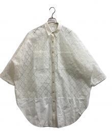 Uttrykk（ユートリーク）の古着「Sheer Jacquard Over Shirt / オーバーサイズシャツ」｜ホワイト