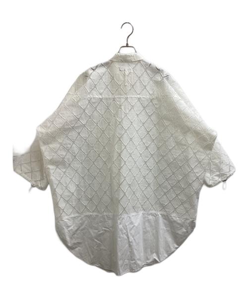 Uttrykk（ユートリーク）uttrykk　 (ユートリーク) Sheer Jacquard Over Shirt / オーバーサイズシャツ ホワイト サイズ:表記無しの古着・服飾アイテム