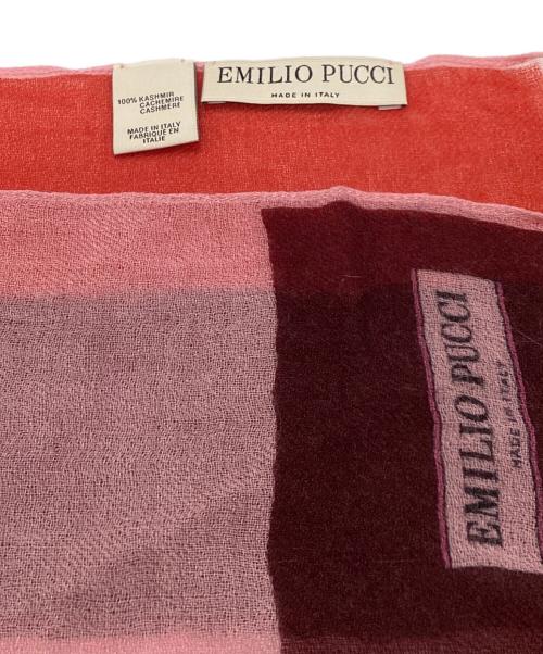 Emilio Pucci（エミリオ プッチ）Emilio Pucci (エミリオ プッチ) カシミヤストール レッド×ピンクの古着・服飾アイテム