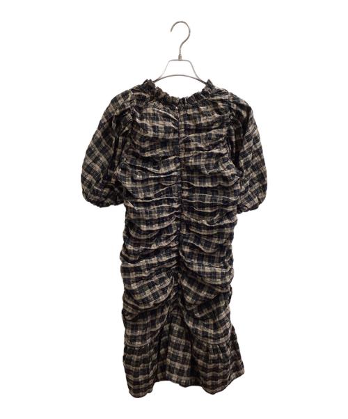 GANNI（ガニー）Ganni (ガニー) シワ加工チェックワンピース / 6165 ブラウン サイズ:38の古着・服飾アイテム
