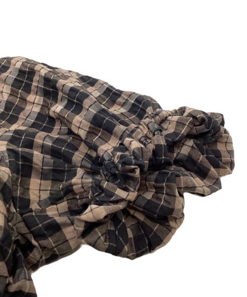 GANNI（ガニー）Ganni (ガニー) シワ加工チェックワンピース / 6165 ブラウン サイズ:38の古着・服飾アイテム