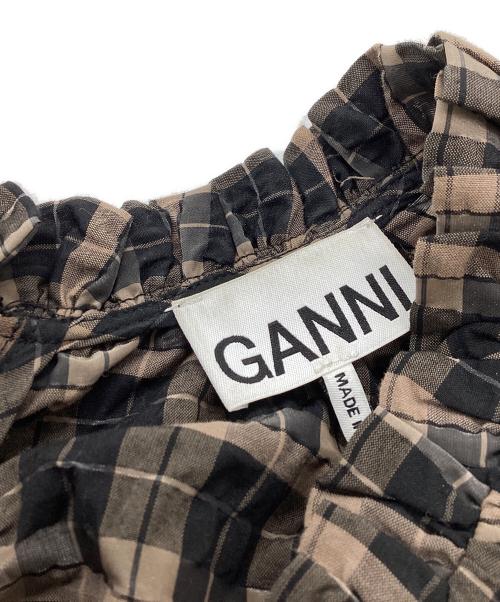 GANNI（ガニー）Ganni (ガニー) シワ加工チェックワンピース / 6165 ブラウン サイズ:38の古着・服飾アイテム