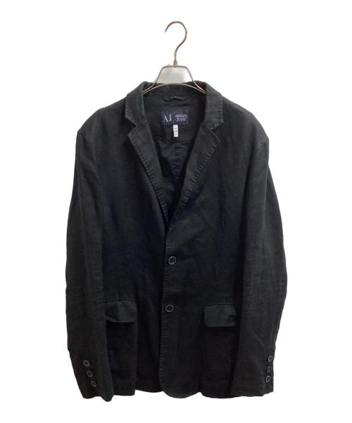 ARMANI JEANS（アルマーニジーンズ）ARMANI JEANS (アルマーニジーンズ) リネンテーラードジャケット ブラック サイズ:Sの古着・服飾アイテム