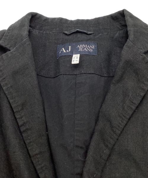 ARMANI JEANS（アルマーニジーンズ）ARMANI JEANS (アルマーニジーンズ) リネンテーラードジャケット ブラック サイズ:Sの古着・服飾アイテム