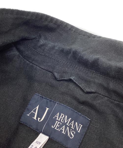 ARMANI JEANS（アルマーニジーンズ）ARMANI JEANS (アルマーニジーンズ) リネンテーラードジャケット ブラック サイズ:Sの古着・服飾アイテム