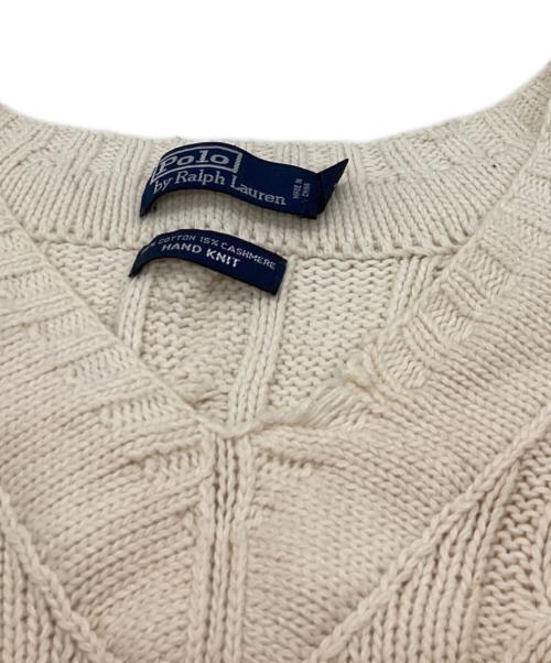 POLO RALPH LAUREN（ポロ・ラルフローレン）POLO RALPH LAUREN (ポロ・ラルフローレン) カシミヤ混ケーブルニット アイボリー サイズ:ＸＬの古着・服飾アイテム