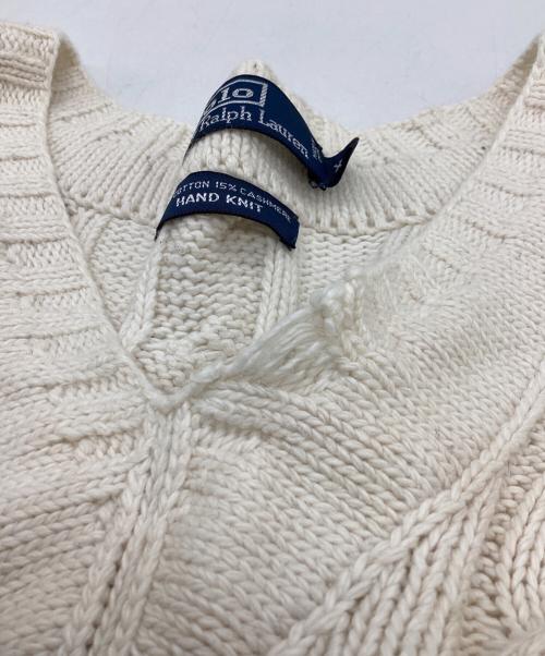 POLO RALPH LAUREN（ポロ・ラルフローレン）POLO RALPH LAUREN (ポロ・ラルフローレン) カシミヤ混ケーブルニット アイボリー サイズ:ＸＬの古着・服飾アイテム