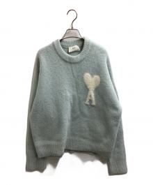 AMI PARIS（アミ パリス）の古着「Ami de Coeur クルーネックニットセーター」｜ブルー
