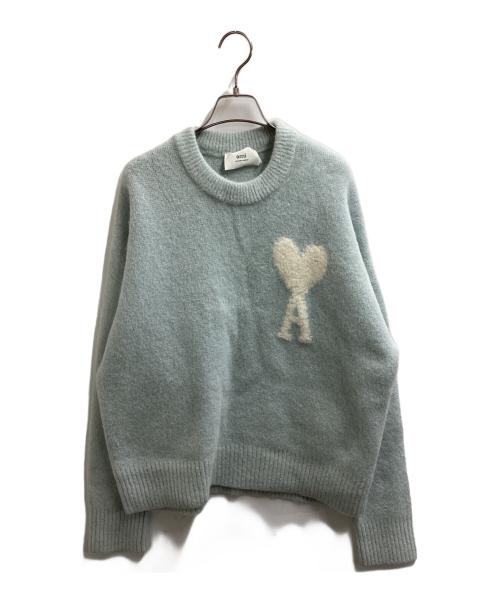 AMI PARIS（アミ パリス）AMI PARIS (アミ パリス) Ami de Coeur クルーネックニットセーター ブルー サイズ:Mの古着・服飾アイテム