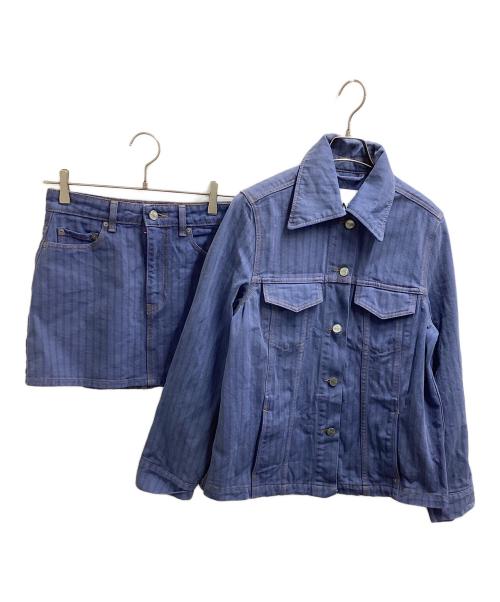 GANNI（ガニー）Ganni (ガニー) STRIPE OVERDYED DENIM JACKET ブルー サイズ:34の古着・服飾アイテム
