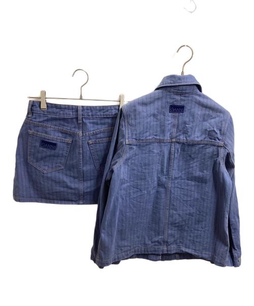 GANNI（ガニー）Ganni (ガニー) STRIPE OVERDYED DENIM JACKET ブルー サイズ:34の古着・服飾アイテム