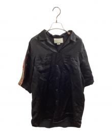 GUCCI（グッチ）の古着「サイドラインロゴ オープンカラーシャツ / 619025 ZAEP5」｜ブラック