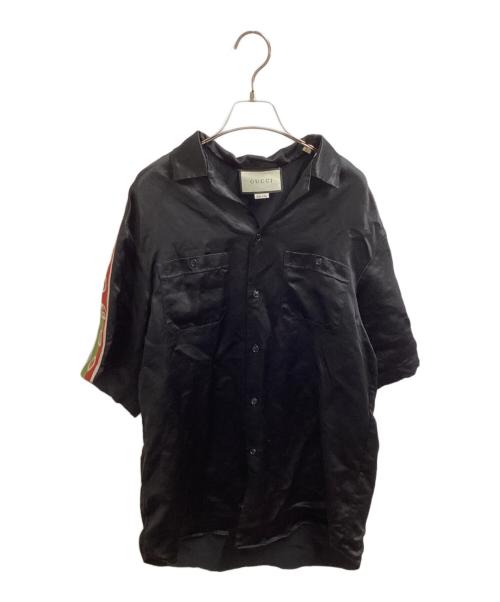GUCCI（グッチ）GUCCI (グッチ) サイドラインロゴ オープンカラーシャツ / 619025 ZAEP5 ブラック サイズ:46の古着・服飾アイテム