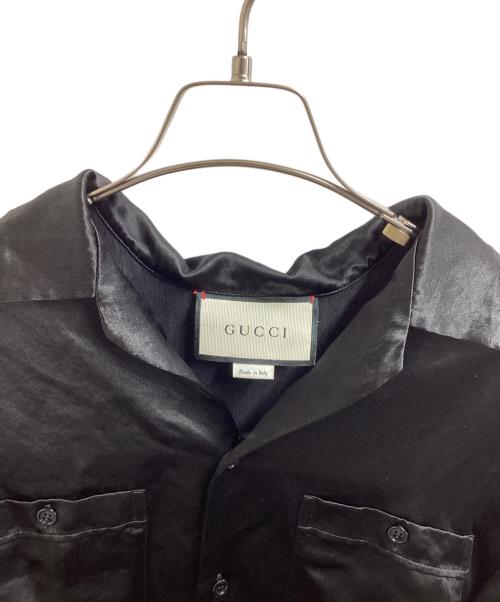 GUCCI（グッチ）GUCCI (グッチ) サイドラインロゴ オープンカラーシャツ / 619025 ZAEP5 ブラック サイズ:46の古着・服飾アイテム
