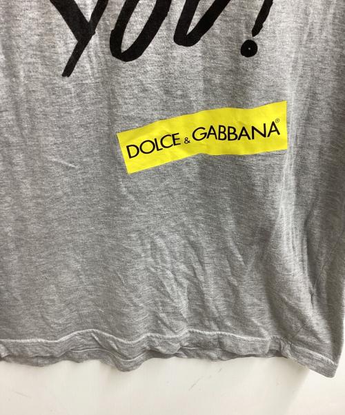 DOLCE & GABBANA（ドルチェ＆ガッバーナ）DOLCE & GABBANA (ドルチェ＆ガッバーナ) ロゴプリントスパンコールＴ グレー サイズ:36の古着・服飾アイテム