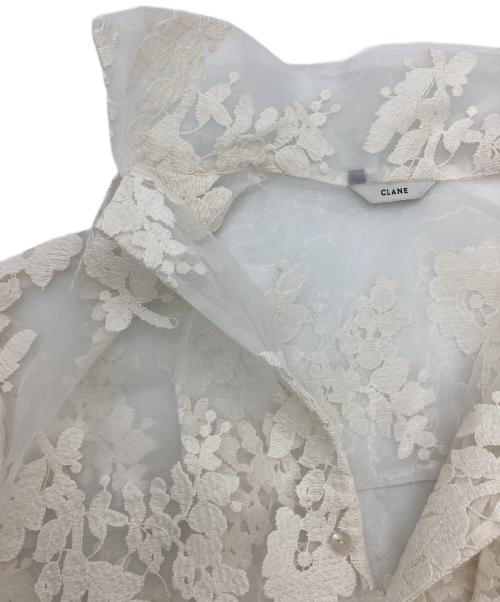 CLANE（クラネ）CLANE (クラネ) SHEER FLOWER LACE SHIRTS　/　18122-4162 ホワイト サイズ:1の古着・服飾アイテム