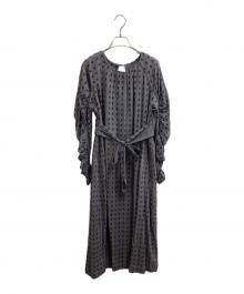 sara mallika（サラマリカ）の古着「Cotton Cut Jqd Gather Dress　/　020432SC2」｜グレー