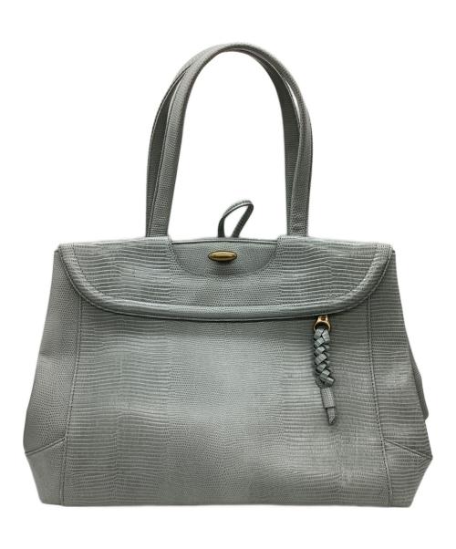 TOFF&LOADSTONE（トフアンドロードストーン）TOFF&LOADSTONE (トフアンドロードストーン) 型押しレザートートバッグ ブルーの古着・服飾アイテム