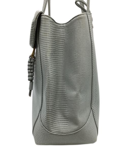 TOFF&LOADSTONE（トフアンドロードストーン）TOFF&LOADSTONE (トフアンドロードストーン) 型押しレザートートバッグ ブルーの古着・服飾アイテム