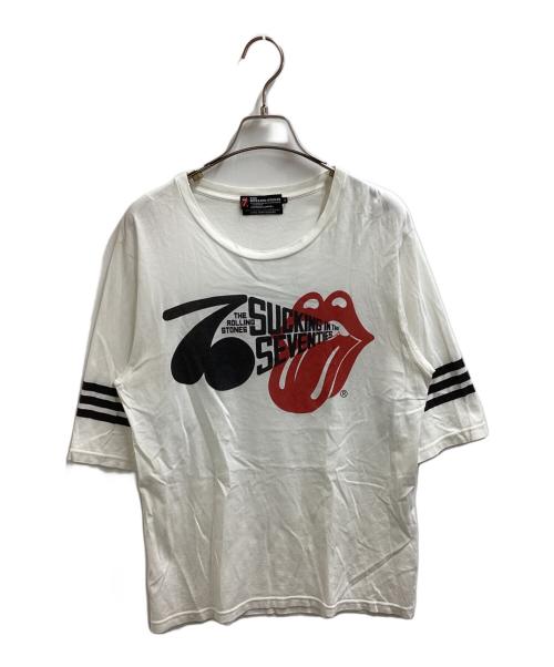 Hysteric Glamour（ヒステリックグラマー）Hysteric Glamour (ヒステリックグラマー) ROLLING STONES (ローリングストーンズ) RS/SUCKING IN THE 70'S pt 五分袖Tシャツ ホワイト サイズ:Mの古着・服飾アイテム