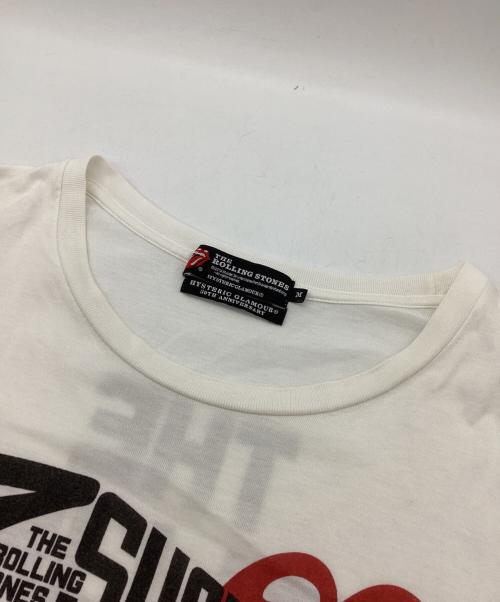 Hysteric Glamour（ヒステリックグラマー）Hysteric Glamour (ヒステリックグラマー) ROLLING STONES (ローリングストーンズ) RS/SUCKING IN THE 70'S pt 五分袖Tシャツ ホワイト サイズ:Mの古着・服飾アイテム