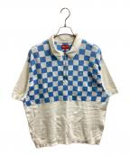SUPREMEシュプリーム）の古着「22SS Checkerboard Zip Polo」｜ブルー×ホワイト