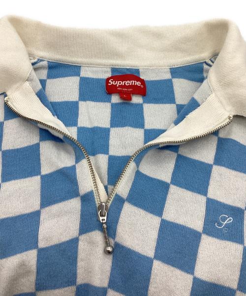 SUPREME（シュプリーム）Supreme (シュプリーム) 22SS Checkerboard Zip Polo ブルー×ホワイト サイズ:Lの古着・服飾アイテム