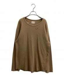 PABLO VINCI（パブロビンチ）の古着「Damage waffle long sleeve T-sh（ダメージワッフルロングスリーブ）/ PBL-23AW-TS01W」｜ブラウン