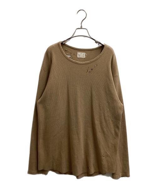 PABLO VINCI（パブロビンチ）PABLO VINCI (パブロビンチ) Damage waffle long sleeve T-sh（ダメージワッフルロングスリーブ）/ PBL-23AW-TS01W ブラウン サイズ:Lの古着・服飾アイテム