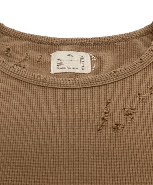 PABLO VINCI（パブロビンチ）PABLO VINCI (パブロビンチ) Damage waffle long sleeve T-sh（ダメージワッフルロングスリーブ）/ PBL-23AW-TS01W ブラウン サイズ:Lの古着・服飾アイテム