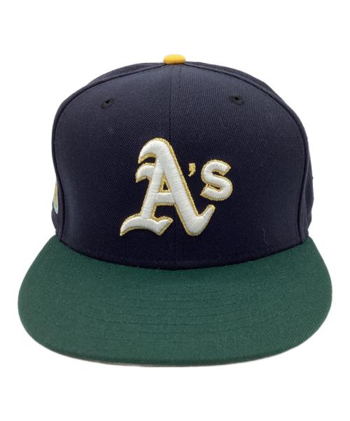 New Era（ニューエラ）New Era (ニューエラ) HOME GAME (ホームゲーム) 別注Oakland Athletics - 59Fifty Rickey Henderson ネイビー×グリーン サイズ:7 3/4の古着・服飾アイテム