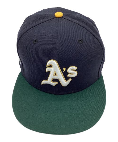 New Era（ニューエラ）New Era (ニューエラ) HOME GAME (ホームゲーム) 別注Oakland Athletics - 59Fifty Rickey Henderson ネイビー×グリーン サイズ:7 3/4の古着・服飾アイテム