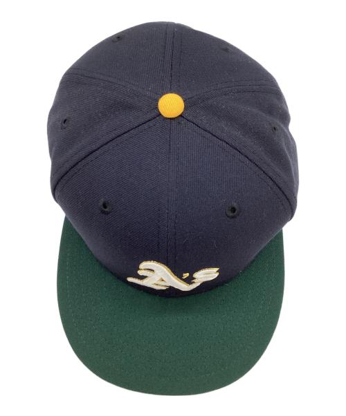 New Era（ニューエラ）New Era (ニューエラ) HOME GAME (ホームゲーム) 別注Oakland Athletics - 59Fifty Rickey Henderson ネイビー×グリーン サイズ:7 3/4の古着・服飾アイテム