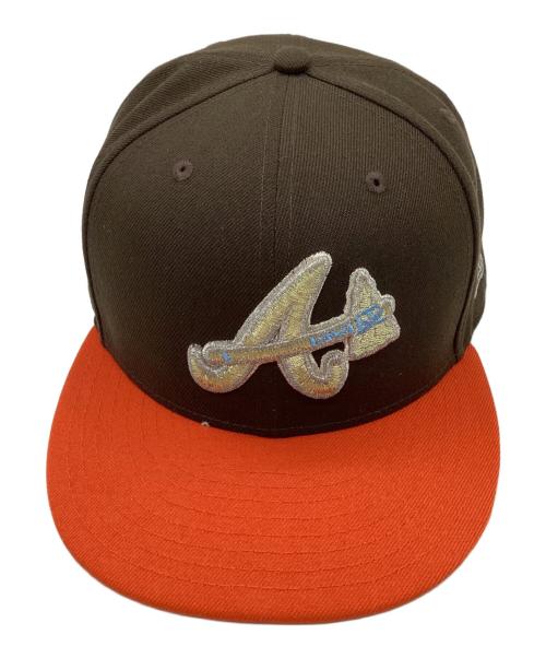 New Era（ニューエラ）New Era (ニューエラ) 59FIFTY Atlanta Braves ブラウン×オレンジ サイズ:7 7/8の古着・服飾アイテム
