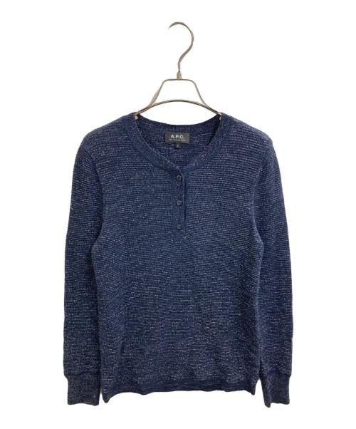 A.P.C.（アーペーセー）A.P.C. (アーペーセー) ヘンリーネックラメニット / 1110321 ネイビー サイズ:Sの古着・服飾アイテム