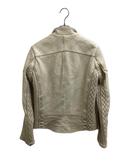 DIET BUTCHER SLIM SKIN（ダイエットブッチャースリムスキン）DIET BUTCHER SLIM SKIN (ダイエットブッチャースリムスキン) 19AW ニット切替ライダースジャケット アイボリー サイズ:1の古着・服飾アイテム