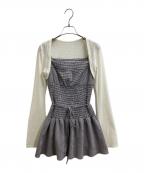 ANDMARYアンドマリー）の古着「Betty shirring mini dress / am1634」｜ブラック×ホワイト