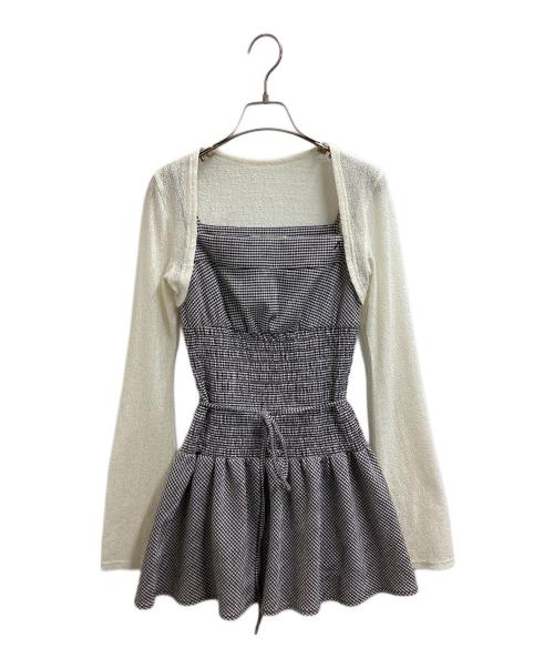 ANDMARY（アンドマリー）ANDMARY (アンドマリー) Betty shirring mini dress / am1634 ブラック×ホワイト サイズ:Freeの古着・服飾アイテム