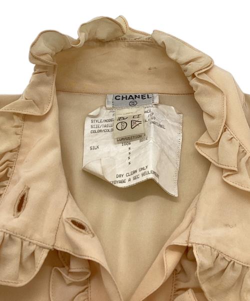 CHANEL（シャネル）CHANEL (シャネル) シルクフリルブラウス ベージュ サイズ:38の古着・服飾アイテム