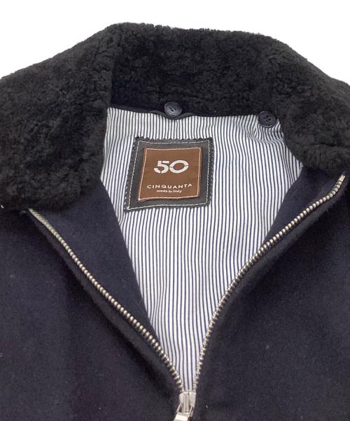 Cinquanta（チンクワンタ）Cinquanta (チンクワンタ) レザー切替ブルゾン ネイビー サイズ:50の古着・服飾アイテム