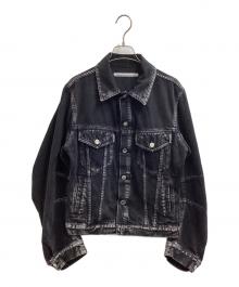 JOHN LAWRENCE SULLIVAN（ジョン ローレンス サリバン）の古着「WASHED DENIM MASSIVE ROUNDED SLEEVE JACKET　/　1B011-0325-36」｜ブラック