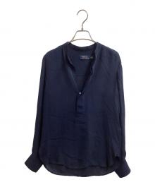 POLO RALPH LAUREN（ポロ・ラルフローレン）の古着「シルクスキッパーブラウス」｜ネイビー