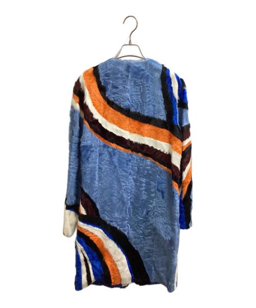Emilio Pucci（エミリオ プッチ）Emilio Pucci (エミリオ プッチ) スパイラルファーコート / 2017コレクション  ブルー サイズ:36の古着・服飾アイテム