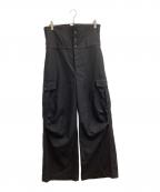 MAISON SPECIALメゾンスペシャル）の古着「ハイウエストベルテッドプライムワイドカーゴパンツ / 11222461225」｜ブラック
