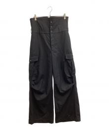 MAISON SPECIAL（メゾンスペシャル）の古着「ハイウエストベルテッドプライムワイドカーゴパンツ / 11222461225」｜ブラック