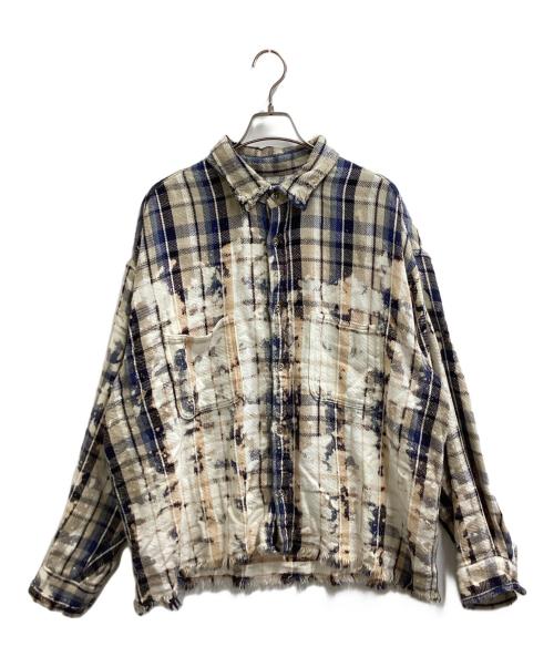 TRISECT2（トライセクト2）TRISECT2 (トライセクト2) ネル ファット クラッシュ チェック シャツ ベージュ サイズ:Lの古着・服飾アイテム