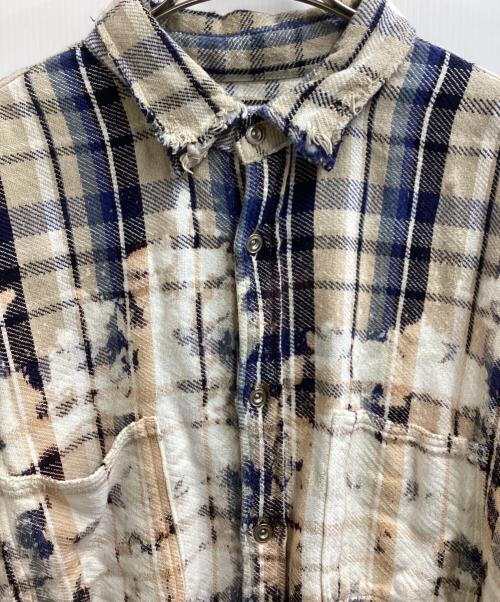 TRISECT2（トライセクト2）TRISECT2 (トライセクト2) ネル ファット クラッシュ チェック シャツ ベージュ サイズ:Lの古着・服飾アイテム
