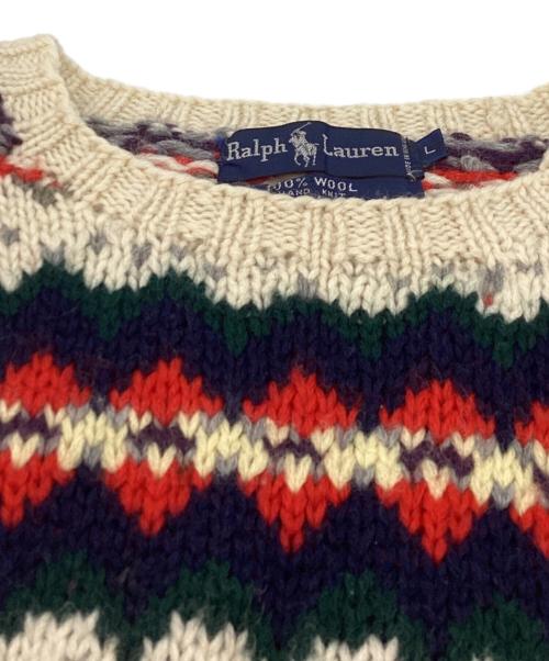 RALPH LAUREN（ラルフローレン）RALPH LAUREN (ラルフローレン) HAND KNIT セーター アイボリー サイズ:Lの古着・服飾アイテム